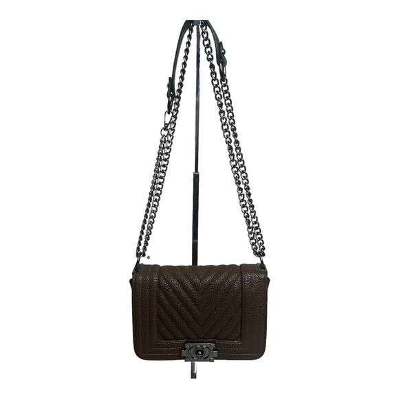 Brown Vegan small Crossbody bag Shoulder Bag with Gun Metal Hardware - Picture 4 of 4